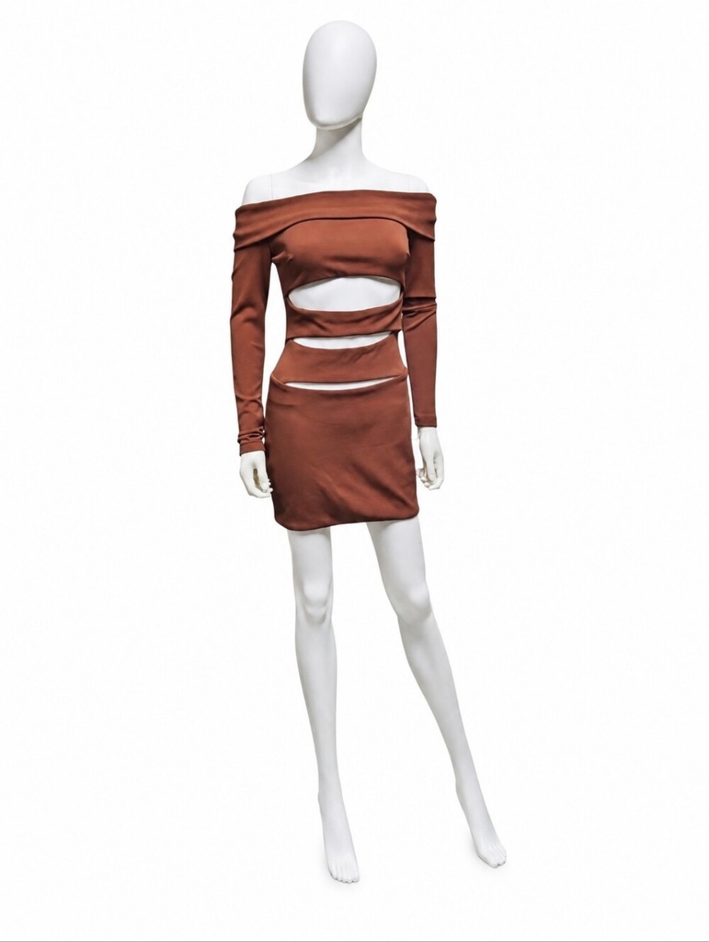MSBHV | Brown Elena Cutout Mini Dress in Size Medium NWT